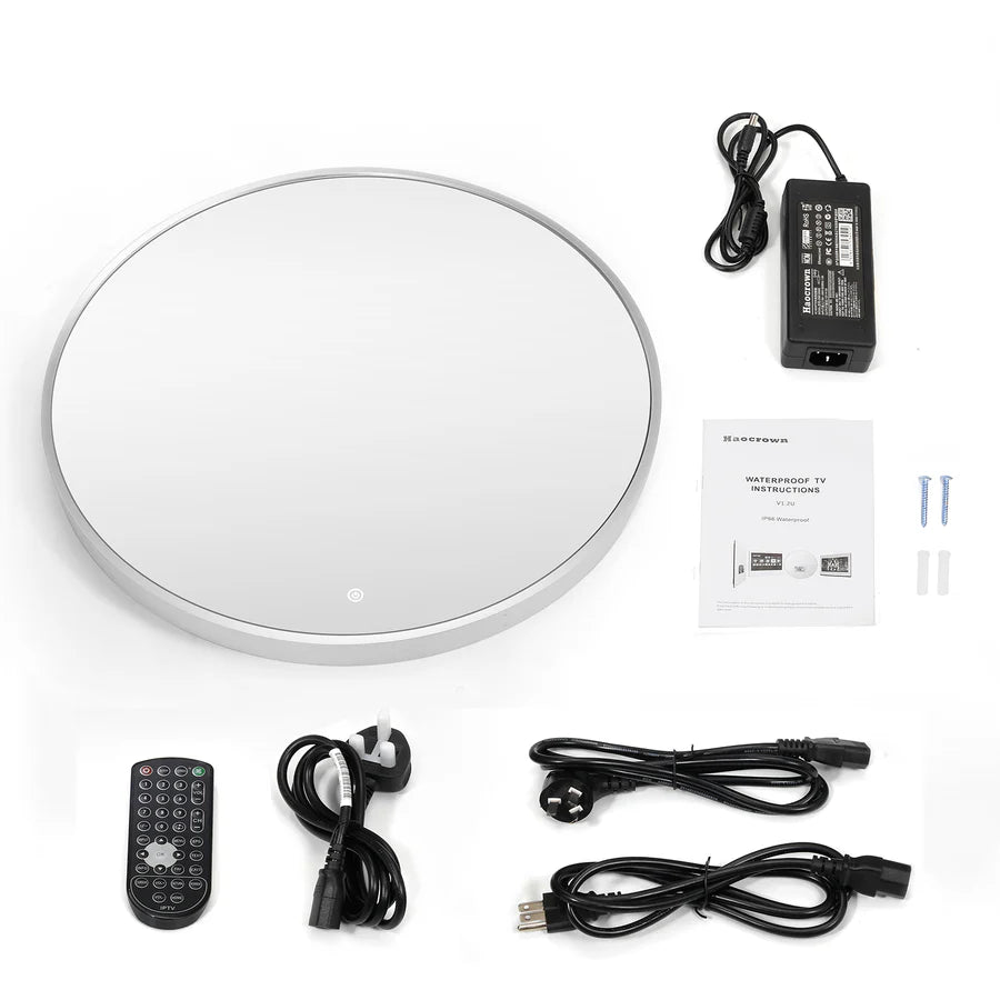 23.6inch Circle Wall Mounted Mirror Built-in 10.6inch Smart waterproof TV with Android System WIFI and Bluetooth
